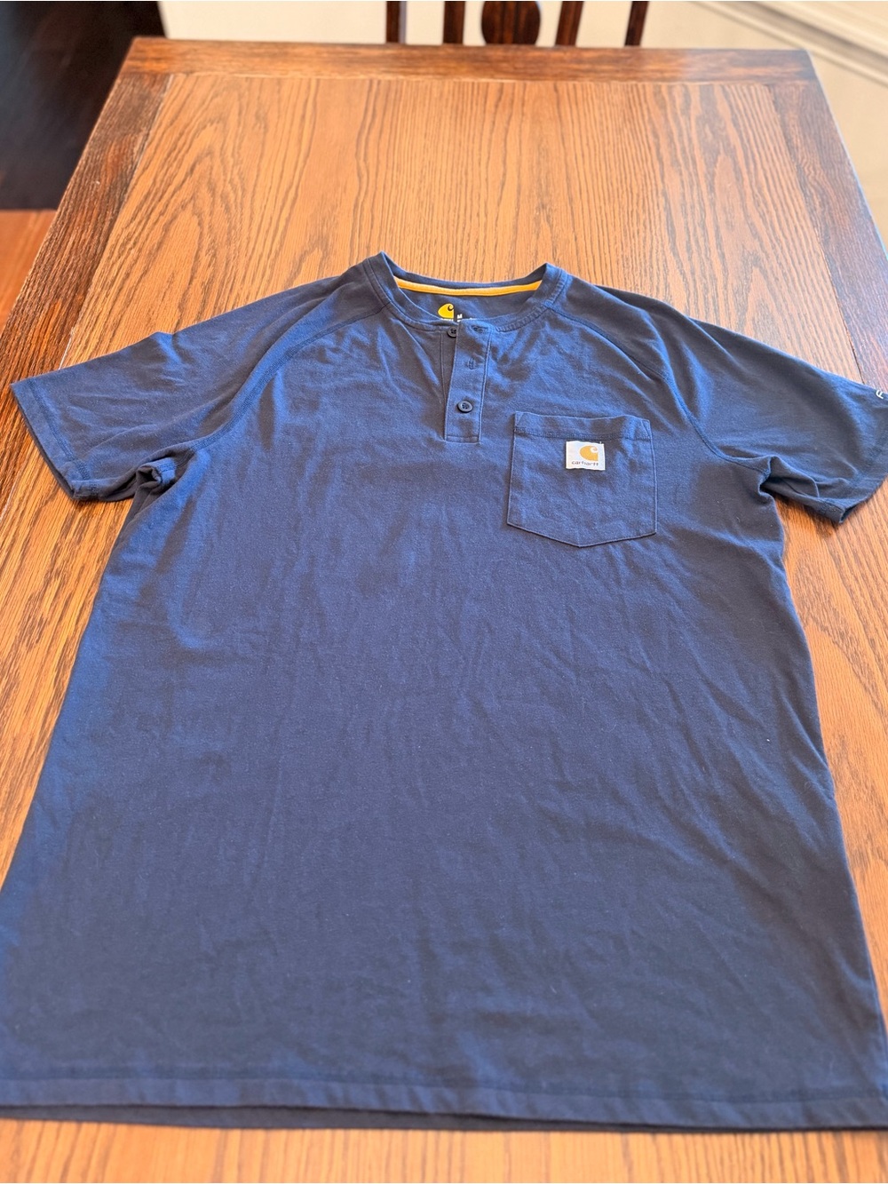 Carhartt Navy Short-Sleeve Henley with Chest Pocket